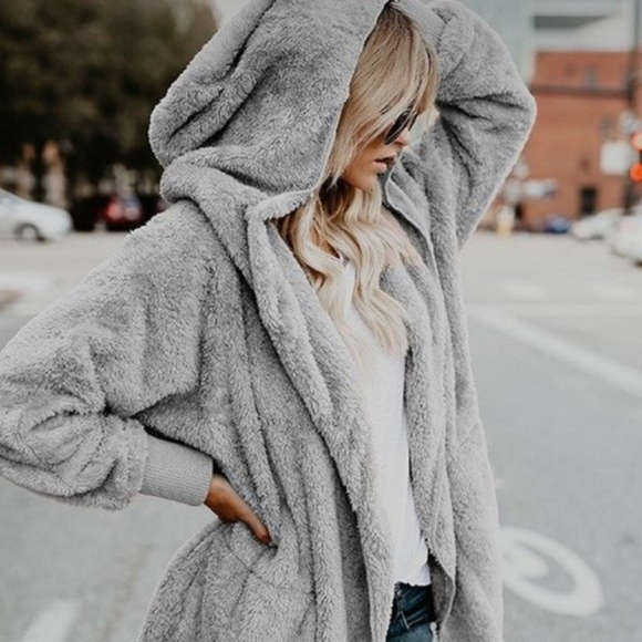 Teddy Coat - LAST ONE - Sherpa Fleece MILITARY HIPPIE - Picture 7 of 12